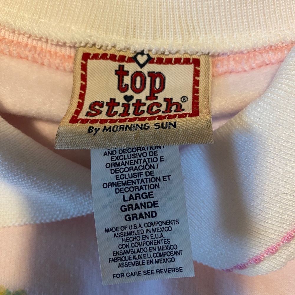 NWT Vintage 90s Morning Sun Top Stitch Butterfly Meadow Sweatshirt Pink Sz Large - Picture 7 of 7